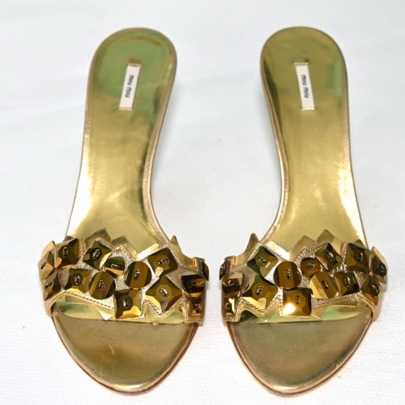 Miu Miu Shoes - 👠 Miu Miu Gold Heeled Sandals